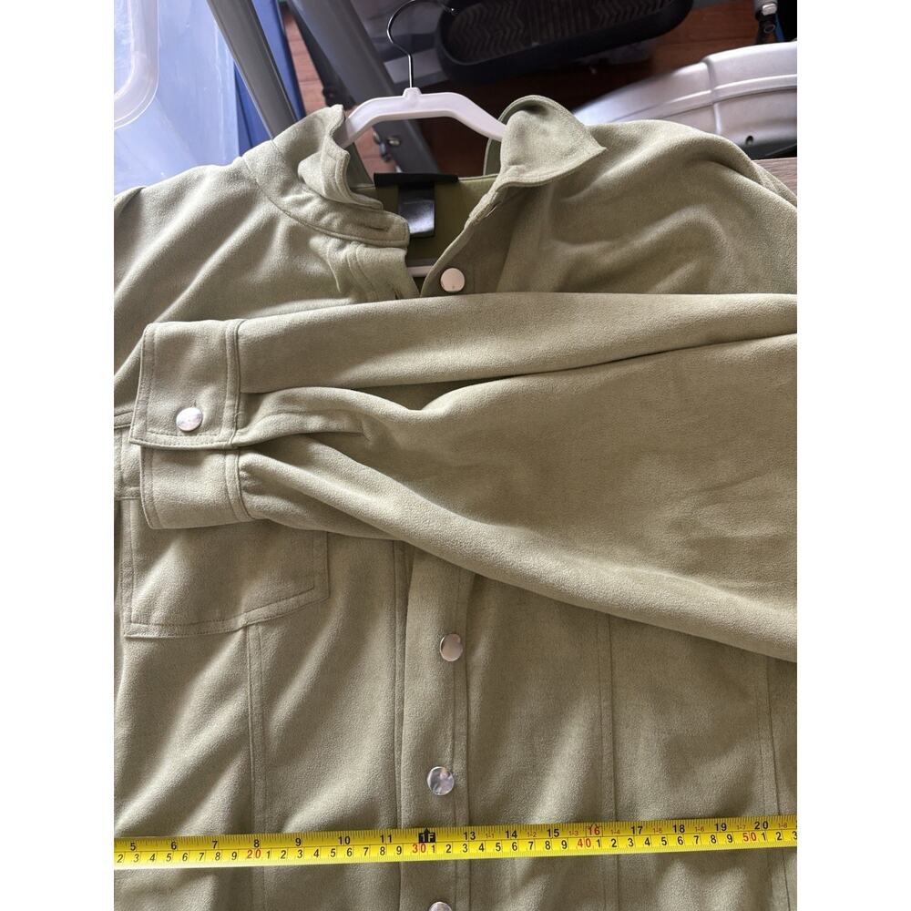 Ashley Stewart Plus Size 26/28 Sage Faux Suede Snap Front Long Shacket Jacket - Picture 8 of 8